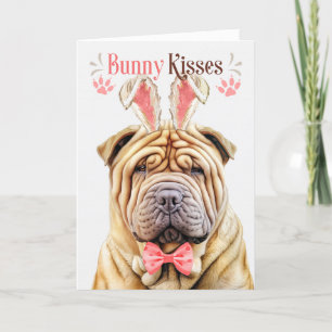 Cartes Pour Fêtes Annuelles Shar Pei Chien dans Bunny Oreilles pour Pâques