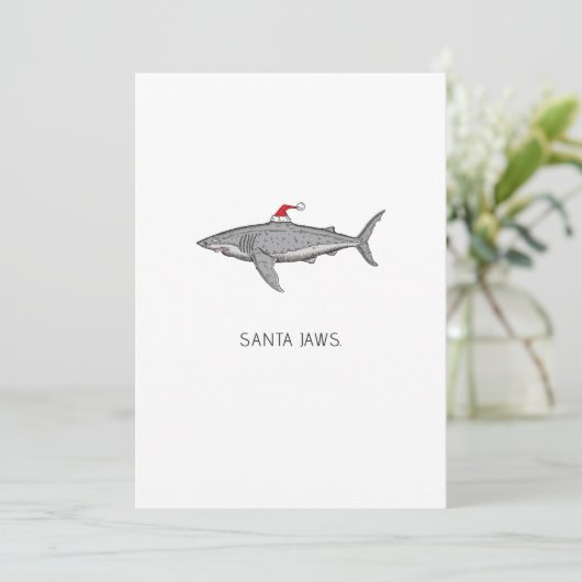 Cartes Pour Fêtes Annuelles Shark Père Noël Jaws Drôle Noël dire (Debout devant)
