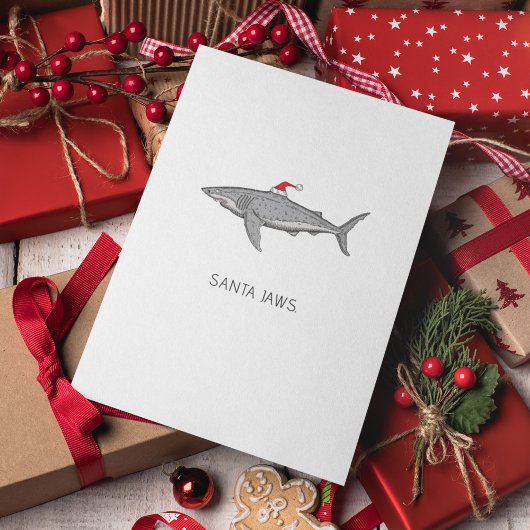 Cartes Pour Fêtes Annuelles Shark Père Noël Jaws Drôle Noël dire