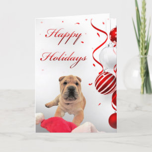 Cartes Pour Fêtes Annuelles Sharpei Joyeuses Fêtes