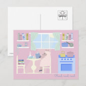 Cartes Pour Fêtes Annuelles Sheep Reading in the Kitchen Postcards (Devant / Derrière)