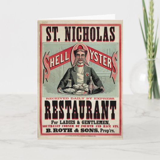 Cartes Pour Fêtes Annuelles Shell Oysters Vintage Advertisement (Devant)