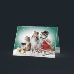 Cartes Pour Fêtes Annuelles Sheltie, Jack Russell et Snowman Xmas<br><div class="desc">Shetland Sheepdog,  Jack Russell et Frosty the Snowman gather together to make the parfaite Christmas Card your friends enjoy receiving.</div>