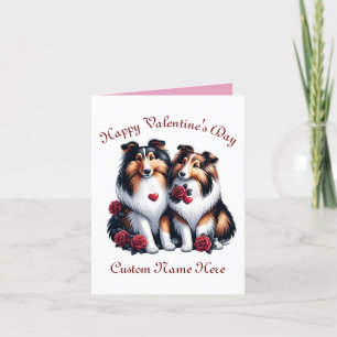 Cartes Pour Fêtes Annuelles Shetland Cheepdog couple Valentine's Day Gift Chig