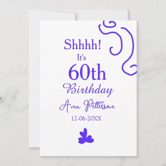 Cartes Pour Fêtes Annuelles Shhhh c'est 60e anniversaire ajouter nom violet es (Devant)