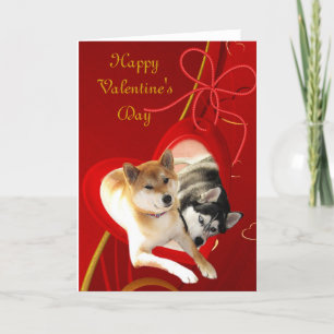 Cartes Pour Fêtes Annuelles Shiba and Siberian Valentine's Day Card
