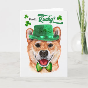 Cartes Pour Fêtes Annuelles Shiba Inu Dog Feelin' Lucky St Patrick's Day