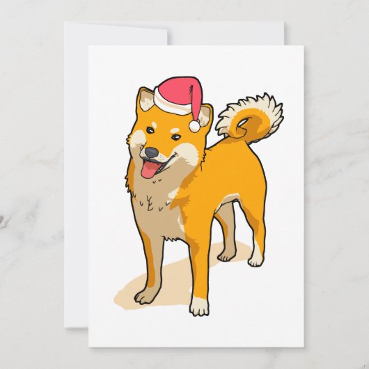 Cartes Pour Fêtes Annuelles Shiba Inu Santa Claus Chien Noël (Devant)