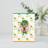 Cartes Pour Fêtes Annuelles Shiba Inu Shamrock St. Patricks Day (Debout devant)