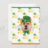 Cartes Pour Fêtes Annuelles Shiba Inu Shamrock St. Patricks Day (Devant / Derrière)