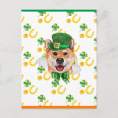 Cartes Pour Fêtes Annuelles Shiba Inu Shamrock St. Patricks Day (Devant)