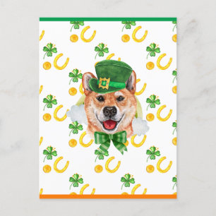 Cartes Pour Fêtes Annuelles Shiba Inu Trèfle Saint-Patrick