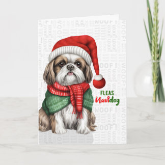 Cartes Pour Fêtes Annuelles Shih Tzu Chien Drôle Puces Navidog Noël