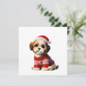 Cartes Pour Fêtes Annuelles Shih Tzu en pull rouge (Debout devant)