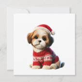 Cartes Pour Fêtes Annuelles Shih Tzu en pull rouge (Devant)