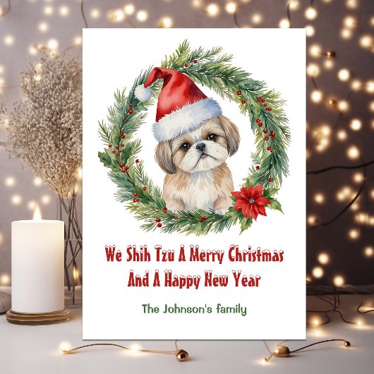 Cartes Pour Fêtes Annuelles Shih Tzu Père Noël Cute Drôle Noël