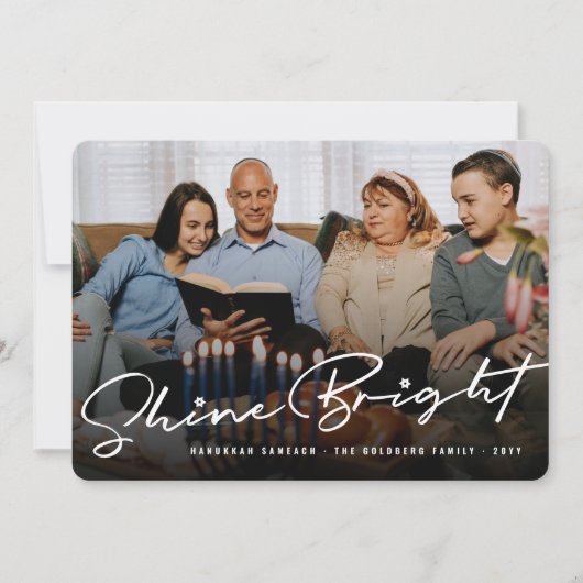 Cartes Pour Fêtes Annuelles Shine Bright manuscrit Script Hanoukka Photo (Devant)