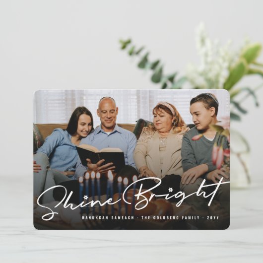 Cartes Pour Fêtes Annuelles Shine Bright manuscrit Script Hanoukka Photo (Debout devant)