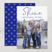 Cartes Pour Fêtes Annuelles Shine Happy Hanoukka Blue Photo (Devant / Derrière)