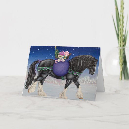 Cartes Pour Fêtes Annuelles Shire Brouillon Cheval Noël (Devant)
