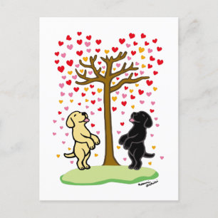 Cartes Pour Fêtes Annuelles Shower of Hearts Yellow and Black Labradors