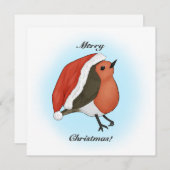 Cartes Pour Fêtes Annuelles Shy Santa Robin (Devant / Derrière)