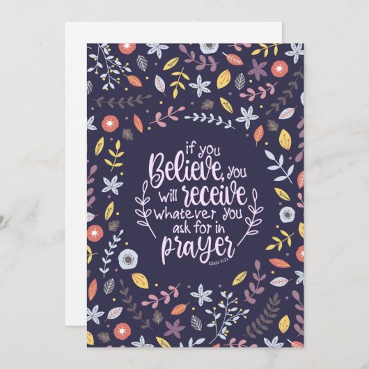 Cartes Pour Fêtes Annuelles Si vous croyez - Matthieu 21:22 (Devant / Derrière)