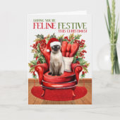 Cartes Pour Fêtes Annuelles Siamese Seal Point Christmas Chat FELINE Festive (Devant)