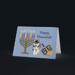 Cartes Pour Fêtes Annuelles Siberian Husky Chanukah Card Menorah Dreidel<br><div class="desc">Remembering family and friends during the Chanukah season is a wonderful way to keep in touch with the people you love and care about. J'ai fait un created these dog Chanukah cards with love and care and I am sure anyone who loves dogs will be delighted to receive them. You...</div>
