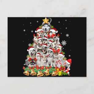 Cartes Pour Fêtes Annuelles Siberian husky christmas tree lights dog