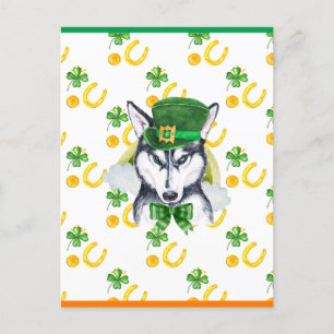 Cartes Pour Fêtes Annuelles Siberian Husky Shamrock St. Patrick's Day