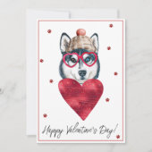 Cartes Pour Fêtes Annuelles Sibérie Husky Amoureux des chiens Valentine Cadeau (Devant)