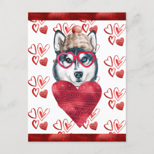 Cartes Pour Fêtes Annuelles Sibérie Husky Hearts Amoureux des chiens Valentine
