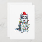 Cartes Pour Fêtes Annuelles Sibérien Husky Père Noël Noël Lumières Noël (Devant / Derrière)