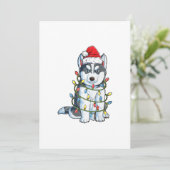 Cartes Pour Fêtes Annuelles Sibérien Husky Père Noël Noël Lumières Noël (Debout devant)