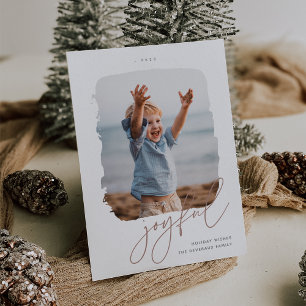 Cartes Pour Fêtes Annuelles Signature brossée Joyeux Photo