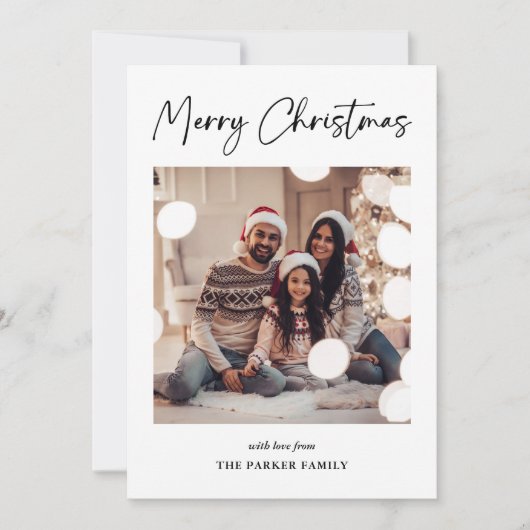 Cartes Pour Fêtes Annuelles Signature moderne | Photo multiple noir et blanc (Devant)