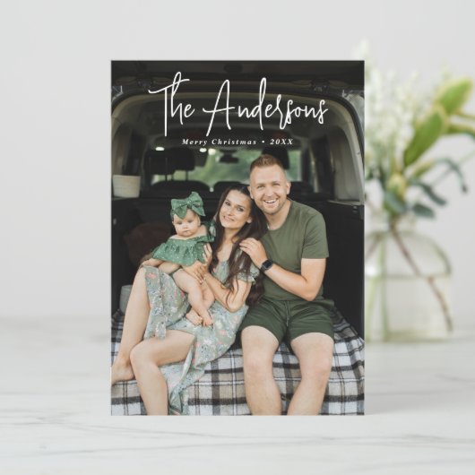 Cartes Pour Fêtes Annuelles Signature moderne Script Creative et Olive Photo (Debout devant)