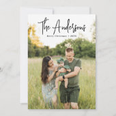 Cartes Pour Fêtes Annuelles Signature moderne Script photo bleue Plat (Devant)