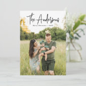 Cartes Pour Fêtes Annuelles Signature moderne Script photo bleue Plat (Debout devant)