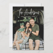 Cartes Pour Fêtes Annuelles Signature moderne Script photo bleue Plat (Devant)