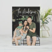 Cartes Pour Fêtes Annuelles Signature moderne Script photo bleue Plat (Debout devant)