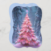 Cartes Pour Fêtes Annuelles Signature personnalisée Wonderland hiver rose (Devant / Derrière)