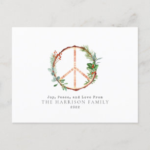 Cartes Pour Fêtes Annuelles Signe de paix botanique en bois Amour Joie Noël