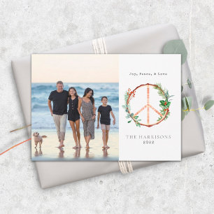 Cartes Pour Fêtes Annuelles Signe de paix botanique en bois Amour Joie Photo d