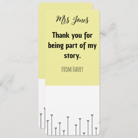 Cartes Pour Fêtes Annuelles Signet de l'enseignant personnalisé (Devant / Derrière)