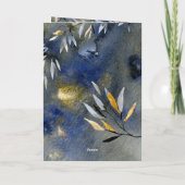 Cartes Pour Fêtes Annuelles Silent Night Blue Gold Festive Vacances Aquarelle (Dos)