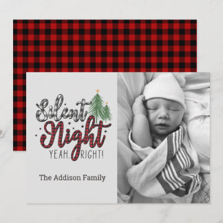 Cartes Pour Fêtes Annuelles Silent Night Yeah Right Plaid Christmas Card