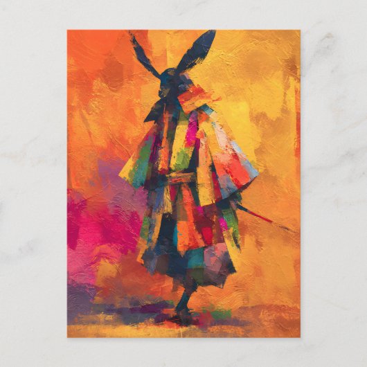 Cartes Pour Fêtes Annuelles Silhouette Abstraite du guerrier de Samurai (Devant)