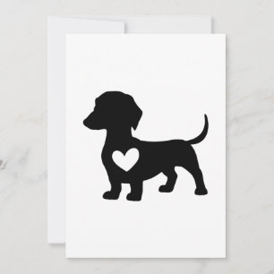 Cartes Pour Fêtes Annuelles Silhouette Dachshund avec coeur
